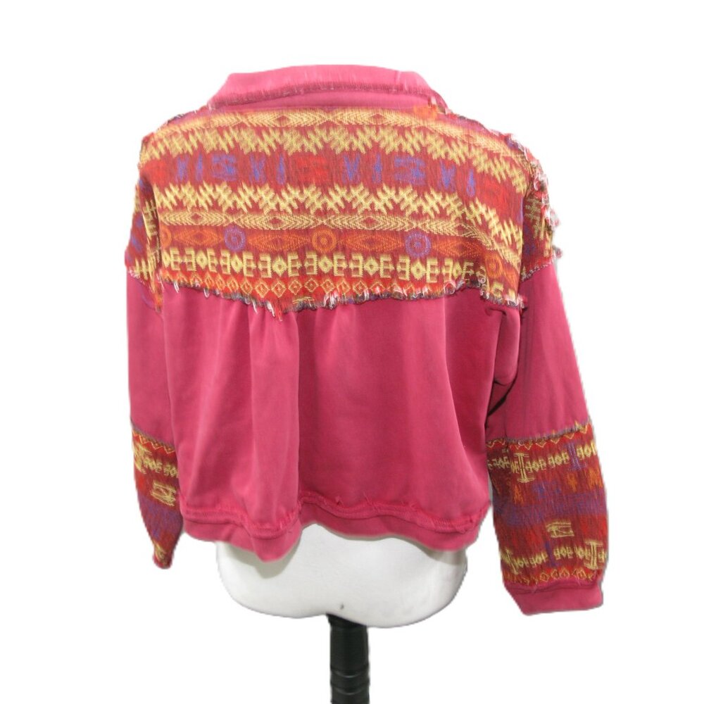 Pol Rose Distressed Aztec Button Front Cropped To… - image 4